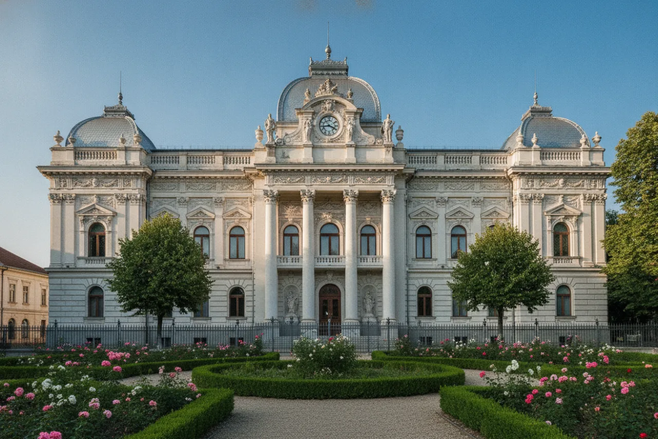 Fațada Muzeului Județean Argeș din Pitești, fosta Prefectură