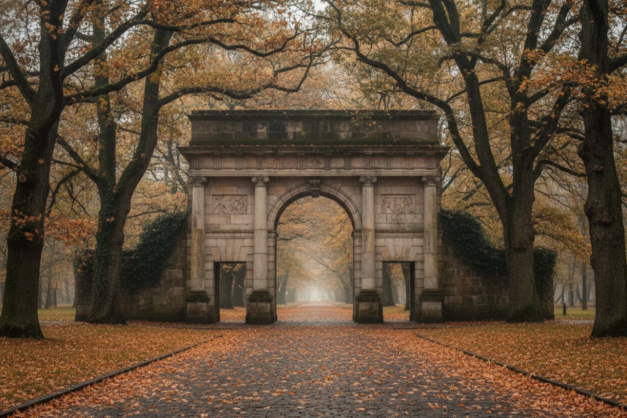 Alee împădurită în Parcul Trivale din Pitești